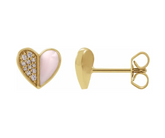14k Gold Enamel and Diamond Heart Earrings