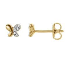 14k Yellow Gold Butterfly Earrings