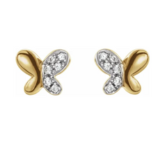 14k Yellow Gold Butterfly Earrings