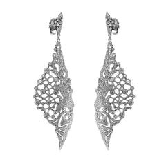 Wing Shaped Dangle Earrings with Diamonds