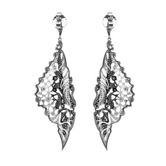 Wing Shaped Dangle Earrings with Diamonds