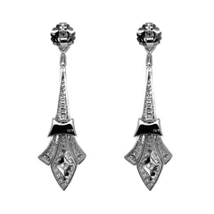 Art Deco Style Dangle Earrings with Diamonds