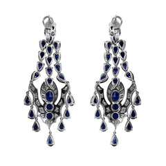 Chandelier Earrings with Sapphires and Diamonds