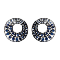 Blue Sapphires and Diamond Earrings