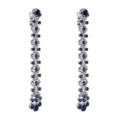 Odeon Long Drop Sapphire and Diamond Earrings