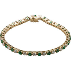 Emerald and Diamond Tennis Bracelet