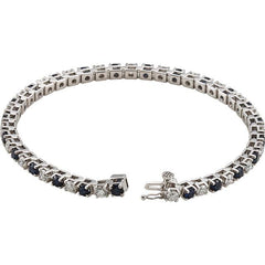 Blue Sapphire and Diamond Tennis Bracelet