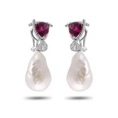 Detachable Baroque Pearl Diamonds Earrings
