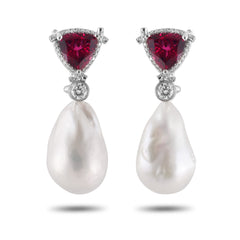 Detachable Baroque Pearl Diamonds Earrings