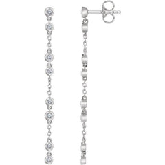 Bezel Set Diamond Chain Earrings