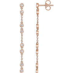 Bezel Set Diamond Chain Earrings
