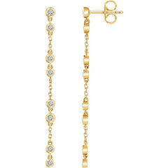 Bezel Set Diamond Chain Earrings
