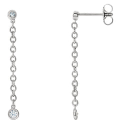 Bezel Set Diamond Chain Earrings