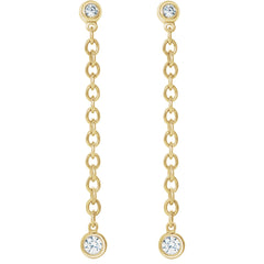 Bezel Set Diamond Chain Earrings