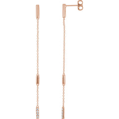 Pave Set Bar and Chain Earrings