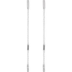 Pave Set Bar and Chain Earrings