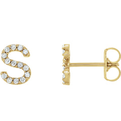 Pave Diamond Initial Letter Single Earring