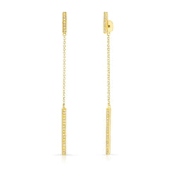 Pave Diamond Bar Chain Earrings