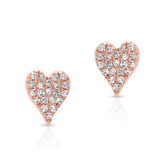 Pave Diamond Heart Stud Earrings