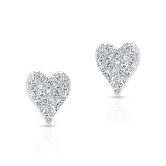 Pave Diamond Heart Stud Earrings