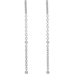 Diamond Hoop and Bezel Chain Earrings