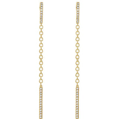 Pave Diamond Hoop and Bar Chain Earrings