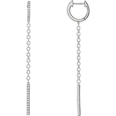 Pave Diamond Hoop and Bar Chain Earrings