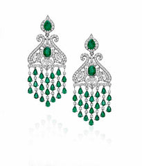 Chandelier Earrings with Emeralds and Diamonds
