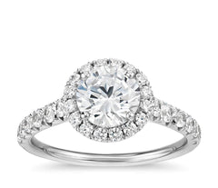 Pave Diamond Halo Engagement Ring