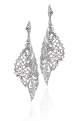 Wing Shaped Dangle Earrings with Diamonds