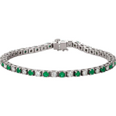 Emerald and Diamond Tennis Bracelet