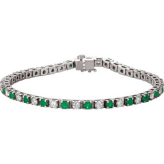 Emerald and Diamond Tennis Bracelet