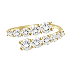 18k Gold Bi-pass Ring with Round Brilliant Diamonds