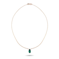 Pear Shaped Emerald Solitaire Necklace