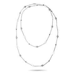 Fresh Water Pearls and Black Diamonds Station Necklace