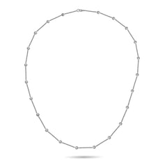 18k White Gold Diamond By The Yard Bezel Set Necklace