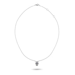 Diamonds and Sapphire Hamsa Hand Necklace