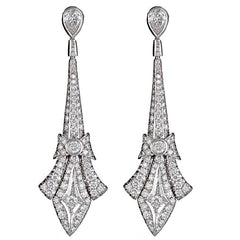 Art Deco Style Dangle Earrings with Diamonds
