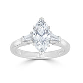 Marquise Diamond and Tapered Baguette Engagement Ring