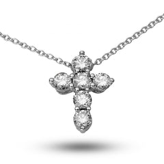 Round Diamond Cross Pendant - Small