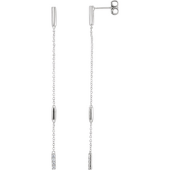 Pave Set Bar and Chain Earrings