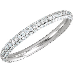 3 Row Pave Diamond Wedding Band