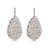 Filigree White Gold and Diamond Teardrop Earrings