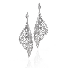 Wing Shaped Dangle Earrings with Diamonds