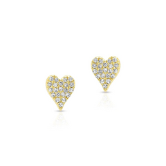 Pave Diamond Heart Stud Earrings