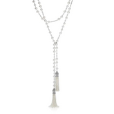 Pearl Tassel Necklace with Diamonds
