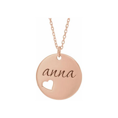Engravable Heart Disk Pendant