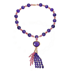 Pink Sapphires & Amethysts Necklace with Diamonds