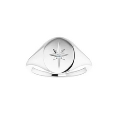 Diamond Starburst Signet Ring
