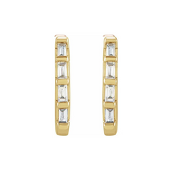14k Gold Straight Baguette Diamond Huggies